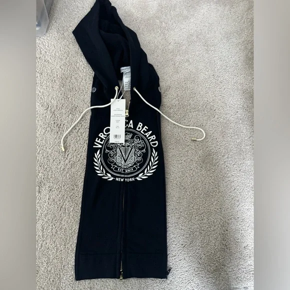 Veronica Beard Navy Hoodie Dickey with White Logo NWT - Picture 3 of 6